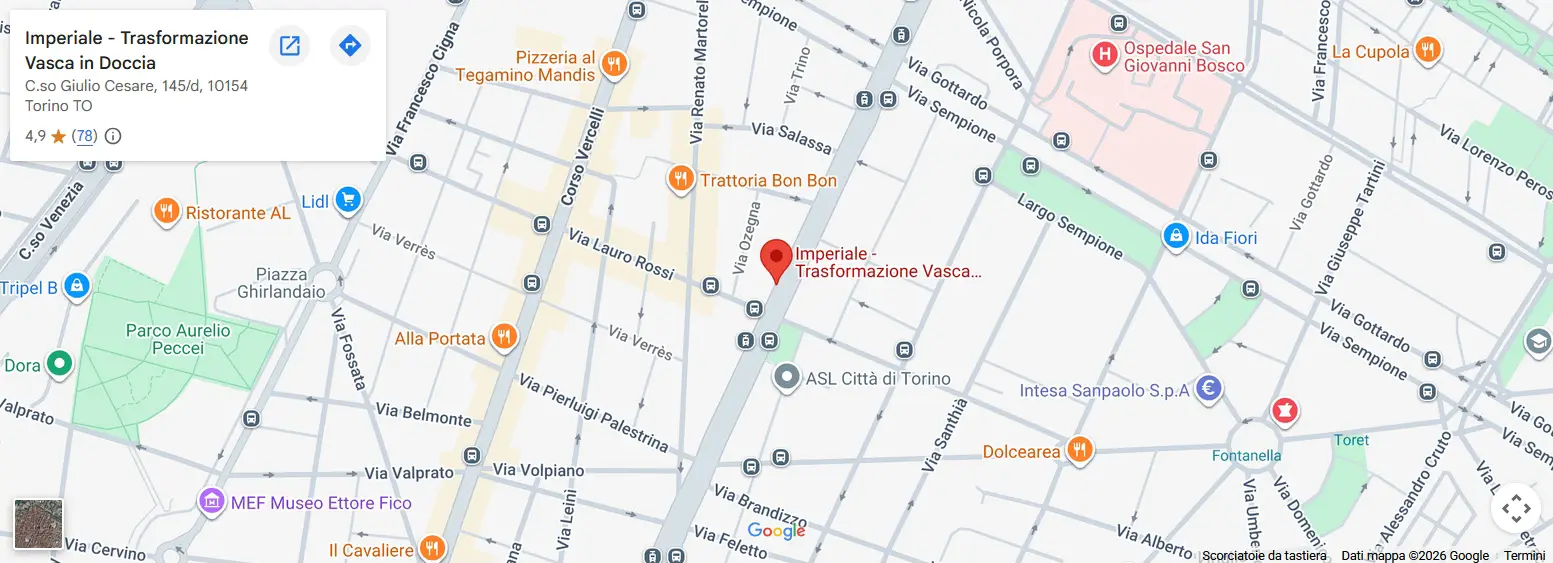 Mappa posizione sede Imperiale in Corso Giulio Cesare 145/d Torino